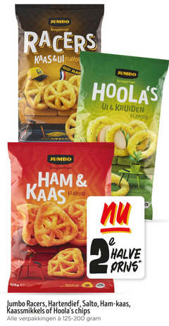  jumbo huismerk zoutjes 2 knapperige racers starten kaas ui flavourites go huilen kruiden flavour ham bereid halve hartendief salto chips 125-200 