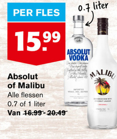  malibu absolut likeur wodka 1 fles 15 99 liter vodka imported coconut liqueur flessen vel 