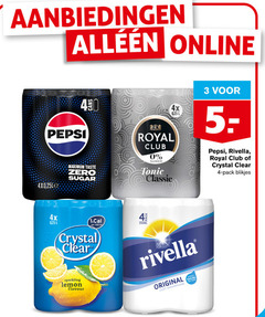  royal club rivella pepsi crystal clear frisdrank cola 3 4 5 100 online 4x suiker 25 l pack blikjes taste zero sugar tonic classic ml 250ml sparkling lemon flavour original licht sprankelend 100ml 