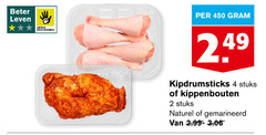  drumsticks kippenbouten 2 4 450 beter leven dieren bescherming kipdrumsticks stuks naturel gemarineerd 