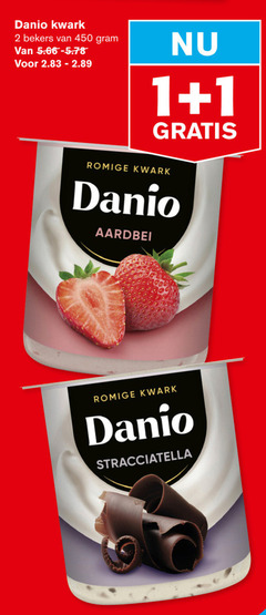  danone danio kwark 1 2 450 bekers romige aardbei stracciatella 