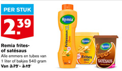  remia satesaus fritessaus 1 stuk classic frites emmers tubes liter bakjes saus kant klaar 