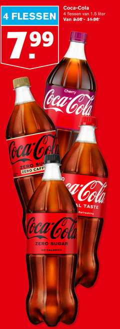  coca-cola cola 4 flessen coca liter cherry calorie zero taste sugar calories refreshing 