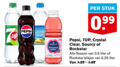  7-up pepsi crystal clear frisdrank cola fruitdrank up citroen sourcy vitamin water stuk rockstar flessen liter blikjes 0.25 