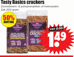  crackers 8 50 200 tasty basics zonnebloemolie pompoenpitten meerzaden zak less carb high protein minder plantaardige koolhydraten eiwitten co cracker eiwit 