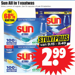  sun vaatwasmiddel 1 16 19 100 all vaatwas shine lemon regular zak capsules pak tabletten effective eco short save water energy new cleaning brilliant 99 stains improved formula protects your with natura 