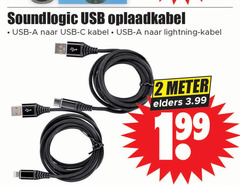  usb kabel 2 soundlogic oplaadkabel lightning meter elders 3.99 