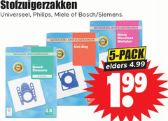  stofzuigerzakken 5 100 philips miele bosch siemens microvezel central uni bag 5x moulinex pack elders 