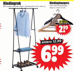  kledingrek kleerhangers 5 soepel wielen cm kledinghangers hout broekhanger naturel zwart wit pack elders 5.99 