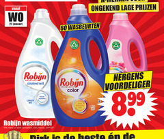  robijn wasmiddel 22 50 60 90 januari lage wasbeurten fles plastic recycled biologisch afbreekbare ingredienten wit langer versterkers kleur pink sensation xxl flacon color kleding lang 