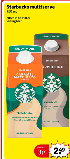  starbucks ijskoffie 100 750 ml enjoy caramel macchiato flavour chilled coffee bold espresso creamy milk hints cocoa arabica drink 3.99 