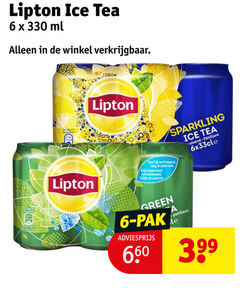  lipton ice tea 6 330 ml sparkling heer verfrissend lang calorien rafraichissant fable calories green pak 