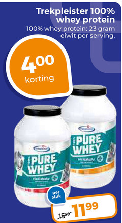  trekpleister huismerk sportvoeding 23 100 400 whey protein eiwit serving stuk 