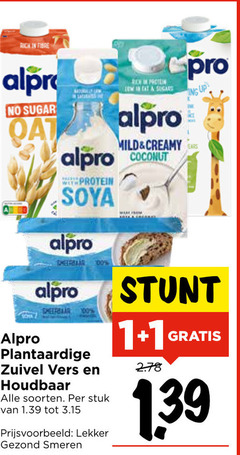  alpro soja melk 1 100 sugar with protein soya plantaardige zuivel vers houdbaar soorten stuk gezond smeren sugars pro up mild coconut 