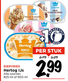  hertog ijsspecialiteit 10 825 pecan karamel vanille drie chocolades diepvries ijs soorten ml aards yssalon zegel stuk 