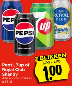  pepsi 7-up royal club frisdrank cola 2 33 zero sugar shandy soorten blikken up 1 00 