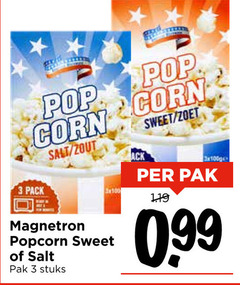  popcorn 3 pop corn pack salt zout magnetron sweet pak stuks zoet 3x100g 