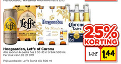  hoegaarden leffe corona blikjes bier speciaalbieren 6 25 33 500 warsteiner alkoholfrei fles ronde blond triple tripel blanche pack soorten blik ml stuk 