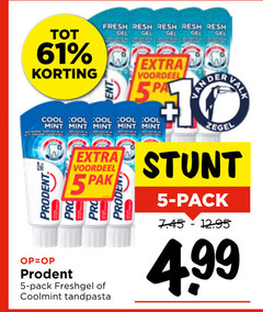  prodent tandpasta 5 10 fresh gel ge voordeel cool mint zegel pak pack freshgel coolmint 