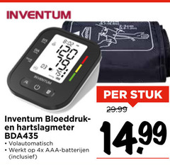  inventum bloeddrukmeter 8 02 bloeddruk hartslagmeter volautomatisch 4x aaa batterijen stuk 