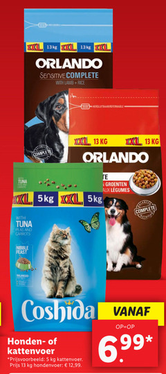  orlando coshida kattenvoer hondenvoer 5 13 to xxl l sensitive with lamb rice hersluitbaar tuna 5kg aux legumes peas and carrots feast balanced honden 12 99 