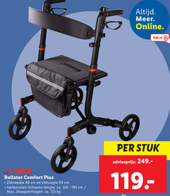  rollator 46 150 online lidl.nl ridder comfort zitbreedte cm zithoogte lichaams lengte ca. draagvermogen stuk 