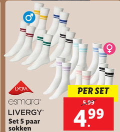  herensokken damessokken 5 lycra esmara livergy paar sokken 5.99 