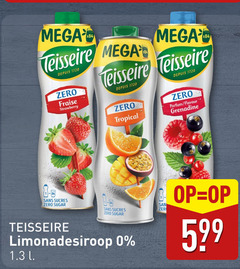  teisseire limonadesiroop mega depuis zero fraise strawberry tropical parfum flavour grenadine sans sucres sugar l san 