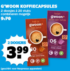  gwoon koffiecups 2 20 9910 koffiecapsules doosjes stuks combineren 3.99 poses lungo forte loopt 06 nespresso apparaten classic 