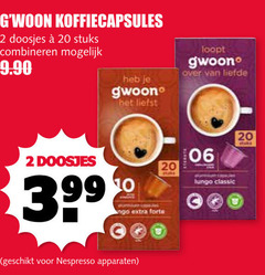  gwoon koffiecups 2 10 20 99 koffiecapsules doosjes stuks combineren forte nespresso apparaten loopt 06 lungo classic 