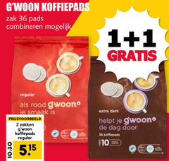  gwoon koffiepads 1 2 36 zak pads combineren regular rood zakken dark dag 