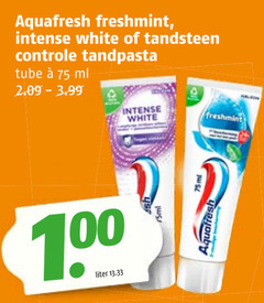  aquafresh tandpasta 100 freshmint intense white tandsteen controle tube ml 3.99 liter 5ml 