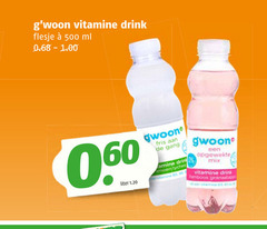  fruitdrank 500 vitamine drink flesje ml 060 liter gwoon fris gang lychee opgewekte mix 