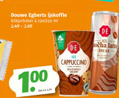  douwe egberts ijskoffie 100 blikje beker 250 ml ice cappuccino creamy latte break liter v.a. 