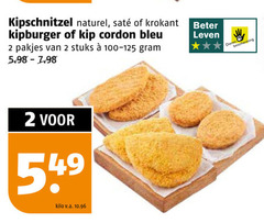  kipschnitzels cordon bleu 2 kipschnitzel naturel krokant kipburger kip stuks beter leven bescherming kilo v.a. 