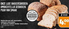  brood 2 luxe ambachtelijk gebakken puur bakkersbrood wit meerzaden volkoren dubbel donker gesneden broden bakkers dag vers 