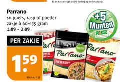  parrano geraspte kaas 50 kassa snippers rasp poeder zakje kilo v.a. parlano 5 munten supermarkten 