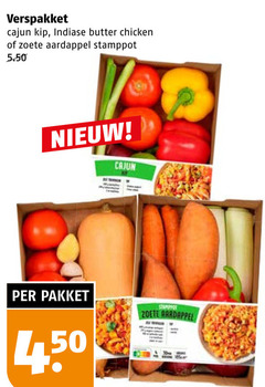  groentenpakket verspakket cajun kip indiase butter chicken zoete aardappel stamppot pakket 