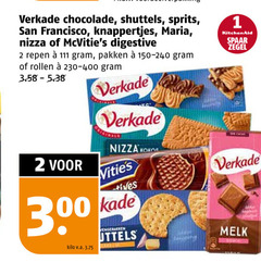  verkade biscuit 1 2 chocolade shuttels sprits san francisco knappertjes maria nizza digestive repen pakken rollen koko 00 kade 3 kilo v.a. kitchenaid spaar zegel melk 