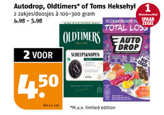  oldtimers heksehyl autodrop snoep drop 1 2 toms zakjes doosjes 100-300 dl kitchenaid spaar zegel total loss scheepsknopen duo crash kilo v.a. m.u.v limited edition 