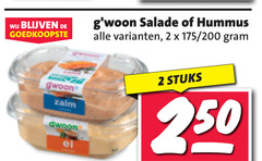  gwoon salade 2 250 hummus 200 zalm ei stuks 