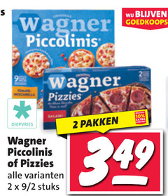  wagner diepvriespizza 2 9 10 original piccolinis diepvries pizzies salami stuks pakken 