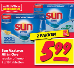  sun vaatwasmiddel 1 2 10 19 99 100 improved protects effective save water energy all vaatwas one regular lemon tabletten naturally pakken 