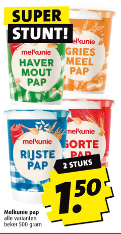  melkunie pap 2 500 super gries haver meel mout gortepap beker stuks 