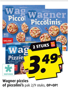  wagner diepvriespizza 2 9 piccolinis salami pizzies diepvries stuks pak 