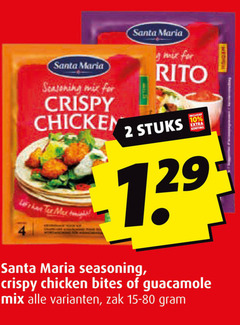  santa maria maaltijdmix 2 seasoning mix for crispy chicken stuks bites guacamole zak 