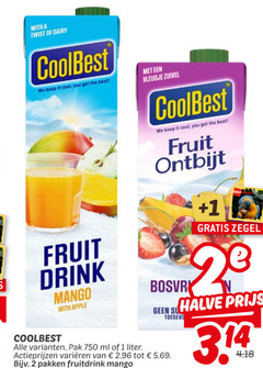  coolbest vruchtensap 1 2 750 with twist dairy it cool you best fruit drink mango apple vleugje zuivel ontbijt bosvruchten pak ml liter varieeren pakken fruitdrink zegel halve 