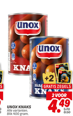  unox knakworsten 2 400 knaks blik zegels 