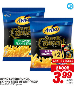  aviko patat 2 100 600 750 originals franse supercrunch skinny fries grip dip zak super pommes zegels 3.99 