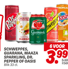  maaza dr pepper schweppes frisdrank 6 33 pepperoni sparkling mango brazilian original guarana oasis blik tropical 3.99 